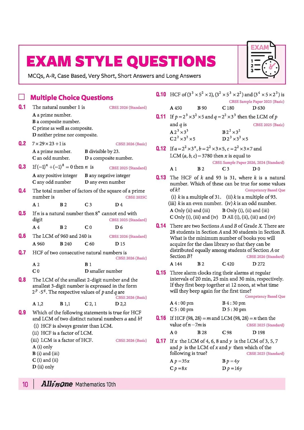 All in One Mathematics Class 10 for CBSE Exam 2026-27 | NCERT Based Complete Theory, Practice Exercises, CBQs, A-R, Sample Papers & Mind Maps | Revised Edition as per Latest Syllabus - Image 10