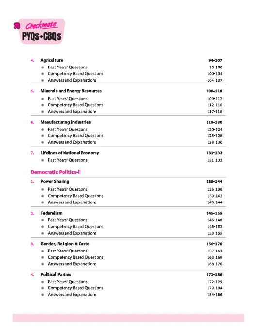 Checkmate CBSE Class 10  Social Science | PYQs & CBQs (Competency Based Questions & Previous Year Question)| Updated Edition 2026 - Image 4