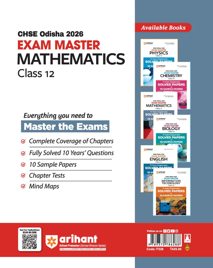 CHSE Odisha Class 12 Mathematics Master 2026 | 10 Years Chapterwise Solved Papers & 10 Sample Papers | Fully Revised Edition | +2 Second Year (Science & Arts Streams) - Image 2
