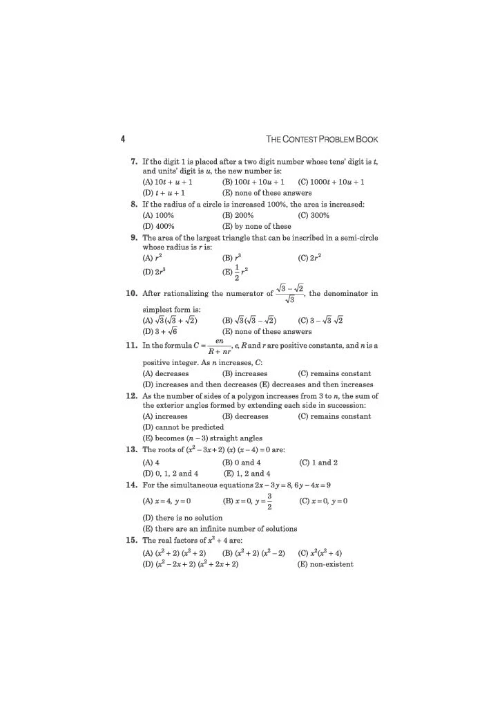 Classic Texts Series The Contest Problem Book I by Charles T. Salkind | Annual High School Mathematics Exams 1950–1960 | Math Practice Book for Olympiads, JEE, NTSE, CUET & Other Competitive Exams 2027 - Image 10