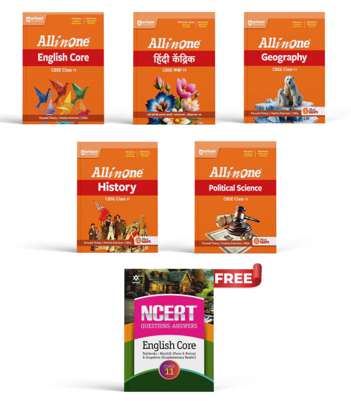 Combo of CBSE All in One Class 11th Exam 2026-2027 | English Core, Hindi Kendrik, History, Political Science, Geography | With Free NCERT Solutions- English for Class 11th @90