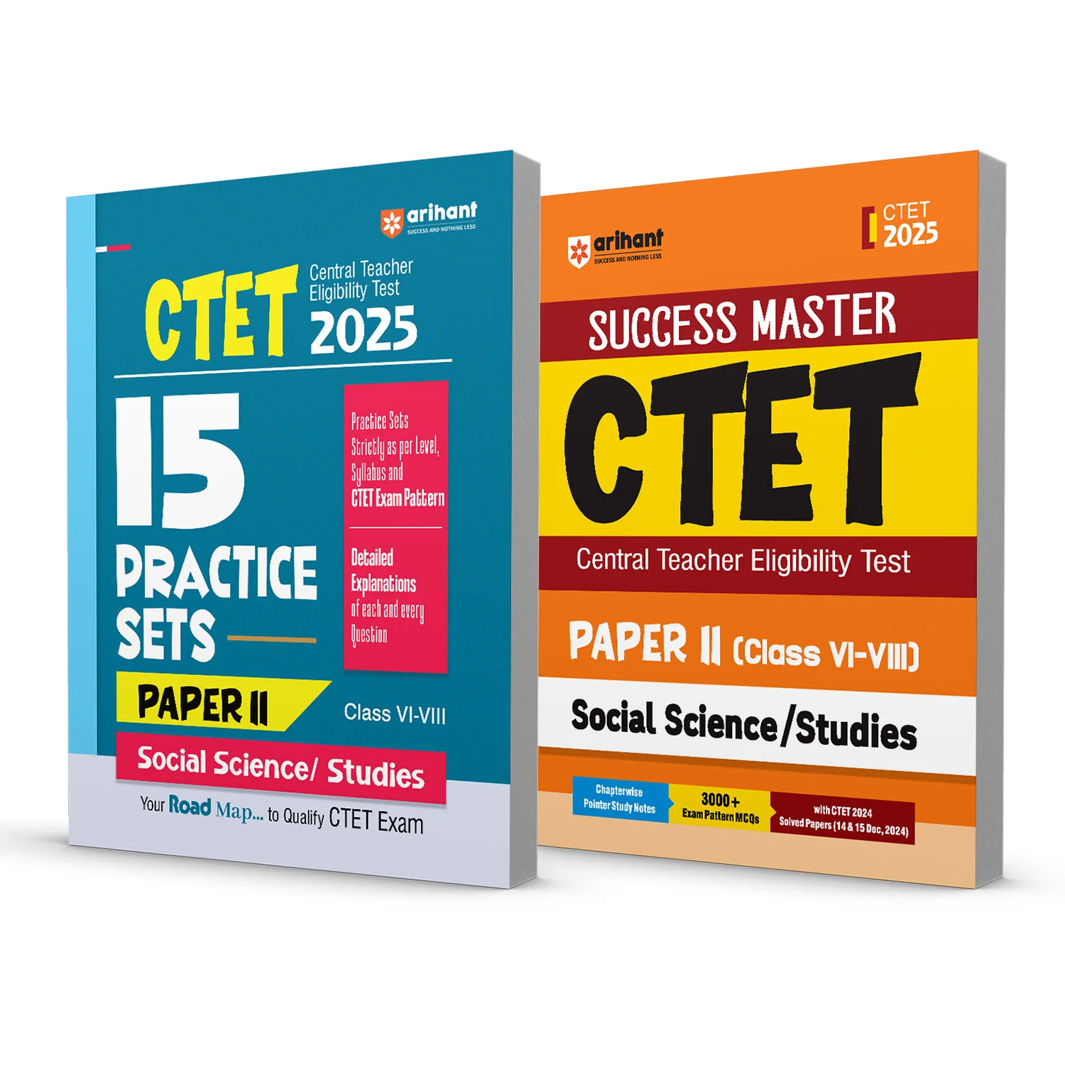 Combo of CTET Social Science / Studies Class VI-VIII (Paper-2) | Study Guide & 15 Practice Sets | English Medium