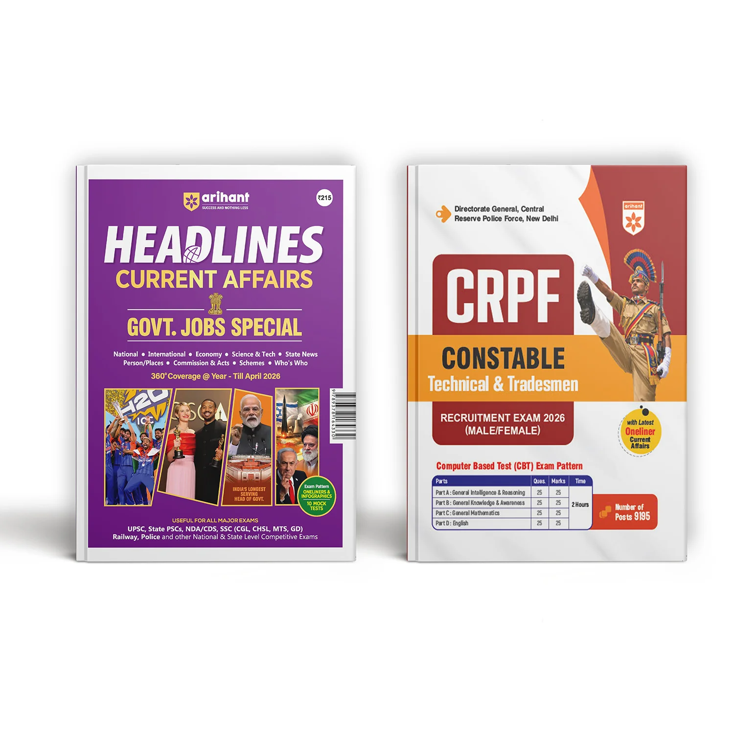 Combo of Headline Current Affairs & CRPF Constable (Technical & Tradesmen) Online Exam 2026 Complete Study Guide | English Medium