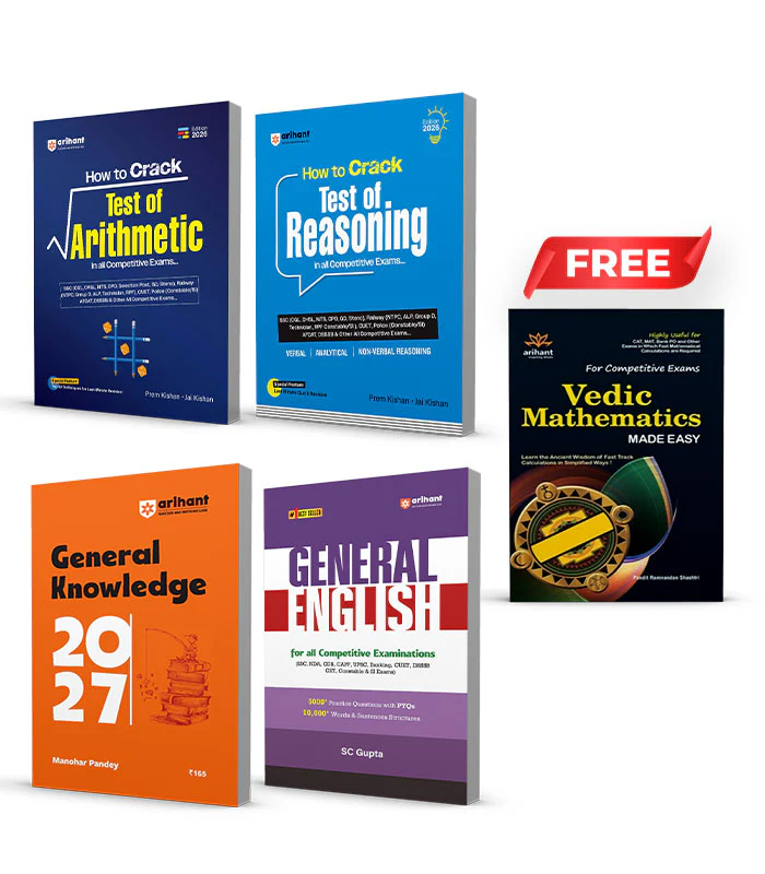 Combo of How to Crack Test of Arithmetic & How to Crack Test of Reasoning | Verbal, Analytical & Non-Verbal Reasoning & General Knowledge 2027 & General English | With Free English Medium