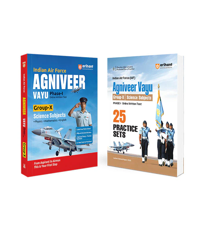 Combo of Indian Air Force Agniveer Vayu (Phase 1) Online Exam 2026 | Group X Science (Physics, Mathematics, English) & Group X Science 25 Practice Sets | English Medium