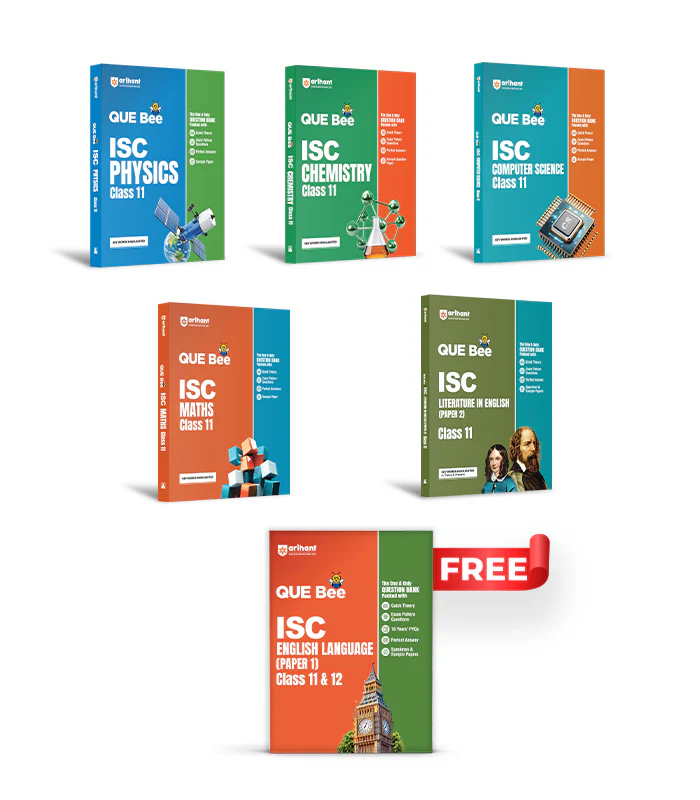 Combo of ISC QUE Bee Class 11th Exam 2026 | Physics, Chemistry, Mathematics, English Lit (paper-2), Computer Science | With Free ISC QUE Bee English Lang (paper-1) Class 11 & 12