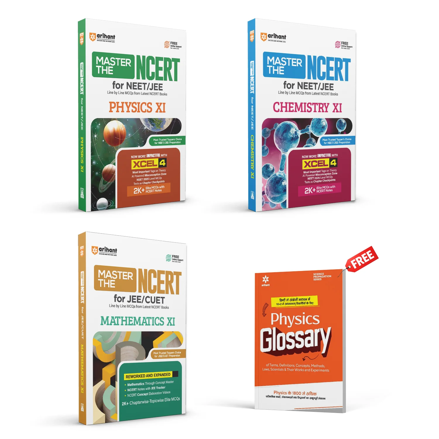 Combo of Master the Ncert Physics, Chemistry & Mathematics Class 11th | For JEE & CUET 2026 | With Free Physics Glossary | English Medium