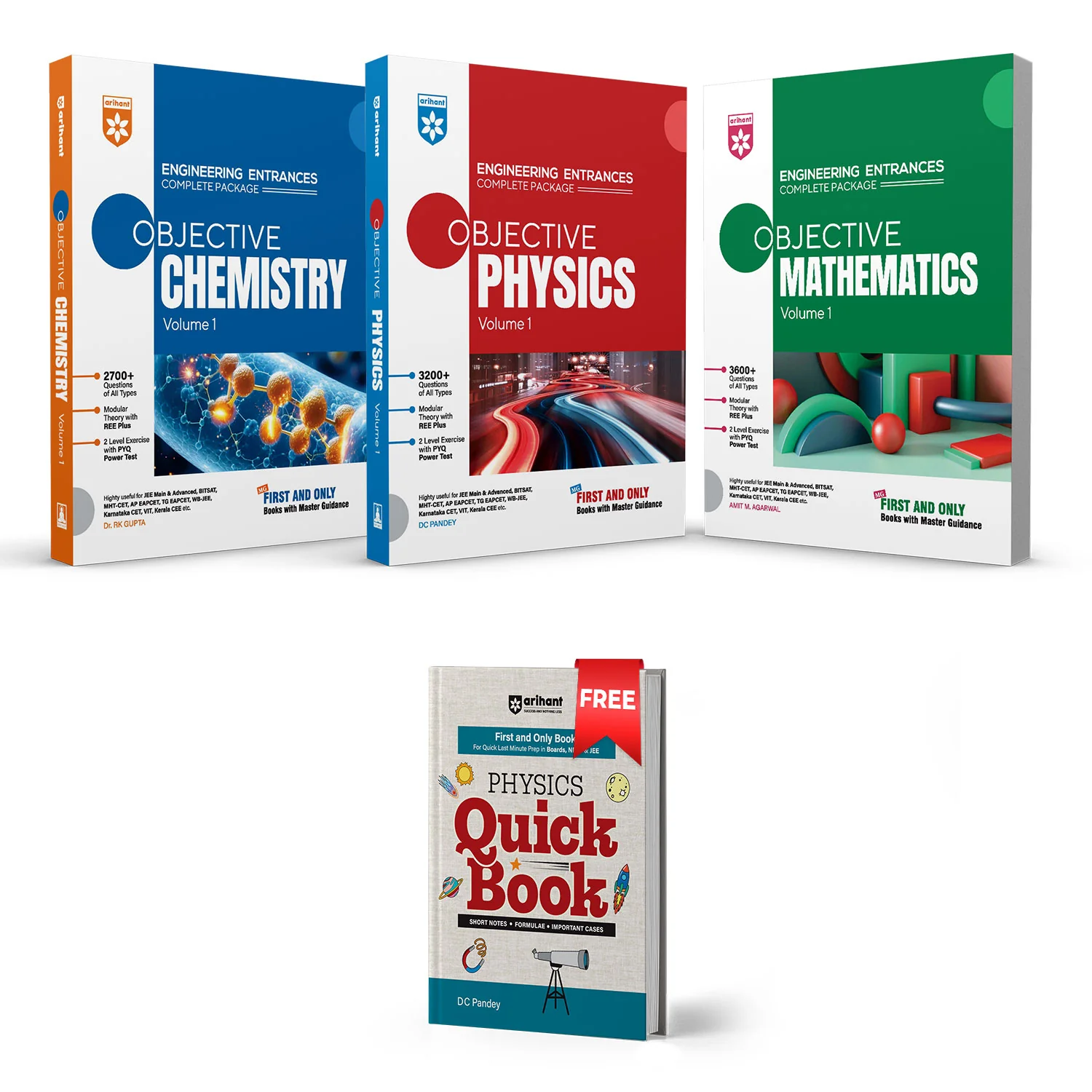Combo of Objective Vol.I Physics, Chemistry & Mathematics | Engineering Entrances Complete Package | With Free Physics Quick Books | English Medium