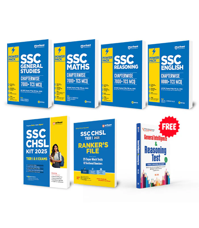 Combo of SSC Power Pack & CHSL 2025 | SSC Power Pack (English, Reasoning,Mathematics & General Studies) + SSC CHSL Study Guide & Practice Sets | With free General Intelligence & Reasoning Test | English Medium