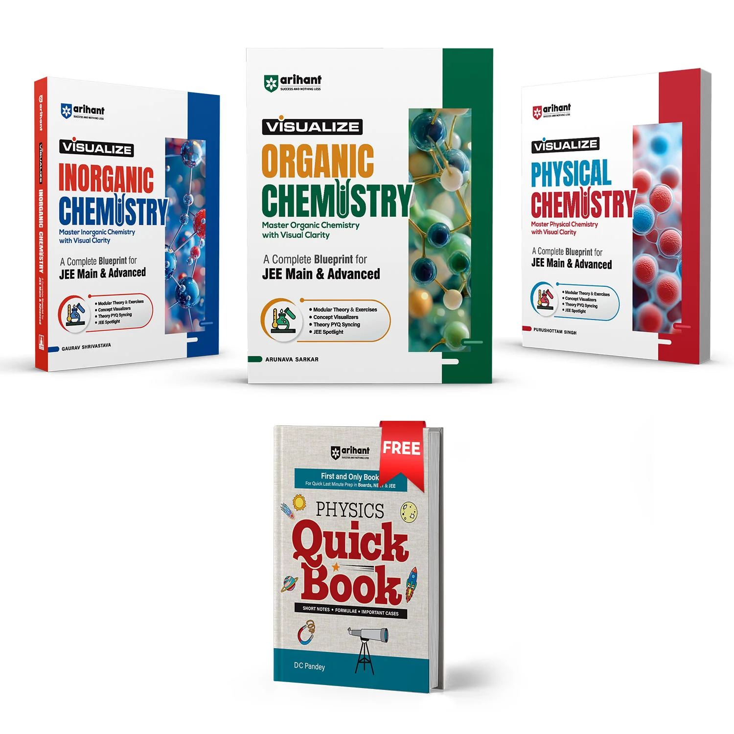 Combo of Visualize Chemistry For JEE Main & Advanced 2027 | Organic Chemistry, Inorganic Chemistry & Physical Chemistry | With Free Physics Quick | English Medium