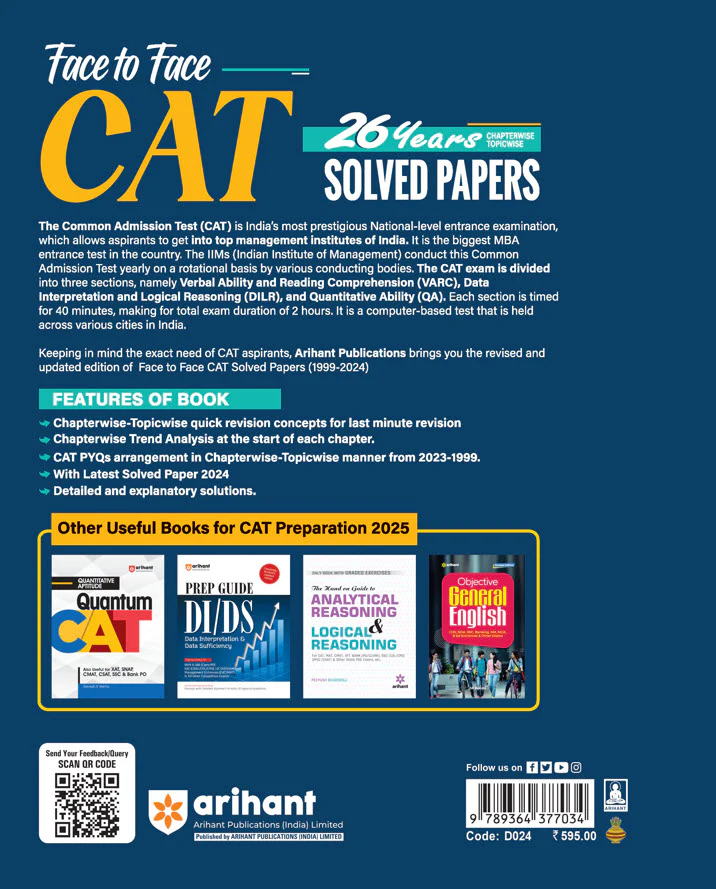 Face To Face CAT | 26 Years Chapterwise - Topicwise Solved Paper (1999-2024) | English Medium - Image 4