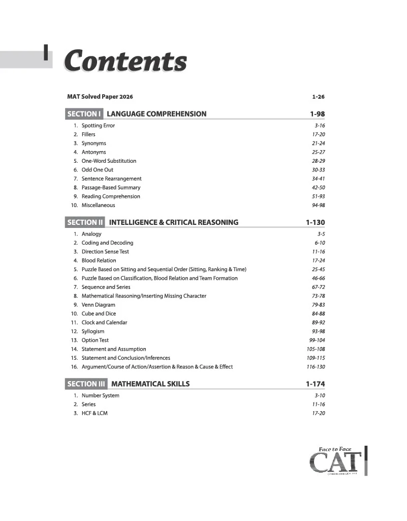 Face to Face MAT 17 Years Chapterwise Topicwise Solved Papers (2026-2010) | with Detailed Solutions & Trend Analysis - Image 2