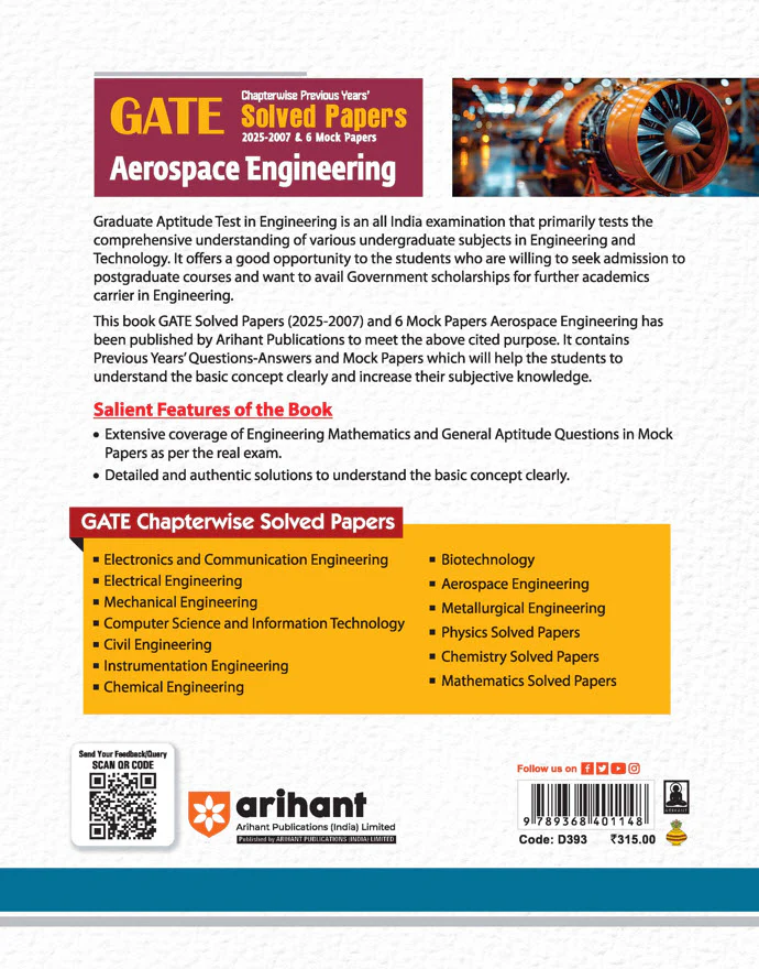 GATE Aerospace Engineering Chapterwise Solved Papers (2025-2007) & 6 Mock Papers | By Anshul Khandelwal, Siddhartha GS, Jagmohan Meena & Durgesh Chandel - Image 2