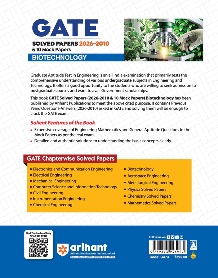 GATE Biotechnology Chapterwise Solved Papers 2026–2000 with 10 Mock Papers |Chapterwise & Yearwise Detailed Explanations as per GATE Pattern - Image 8