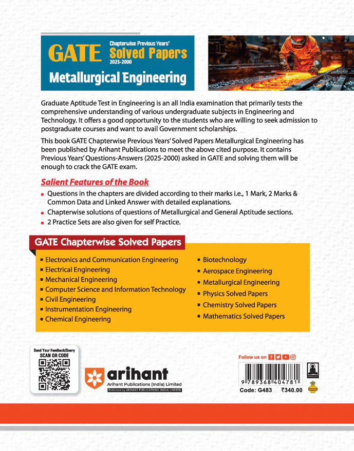 GATE Metallurgical Engineering Chapterwise Solved Papers (2025-2000) | By Amritansh Frank  & Ankush Khandelwal - Image 2