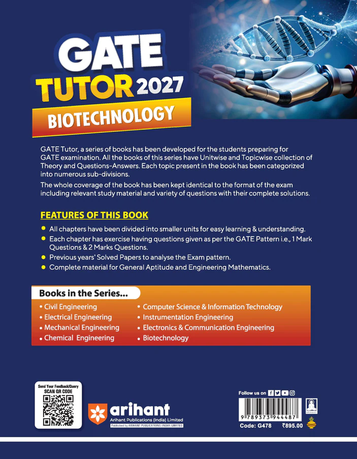 GATE Tutor 2027 Biotechnology | Solved Papers 2023ā2026 & 3 Mock Tests | Complete ECE Preparation Book | Pfo. BM Agarwal, Akansha Singhal, Vidhika Goel - Image 9