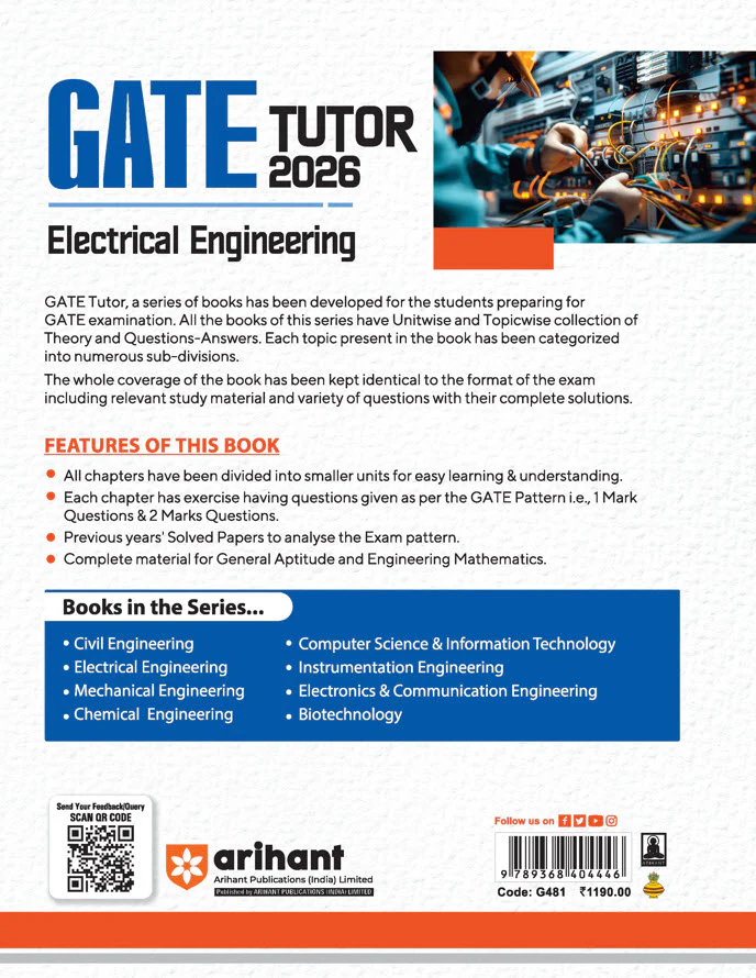 GATE Tutor Electrical Engineering Exam 2026 | With Solved Paper 2025-23 & 5 Mock Tests by Prashant Bharti, Er. Bhavin Juneja, Gaurav Goel - Image 2
