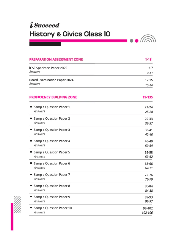 i-Succeed ICSE 2026 – History & Civics Class 10 | 15 Sample Question Papers | Based on Latest ICSE Syllabus | Includes Solved Specimen Paper, 2025 Board Paper, Rapid Revision Sheet & Mind Maps - Image 3