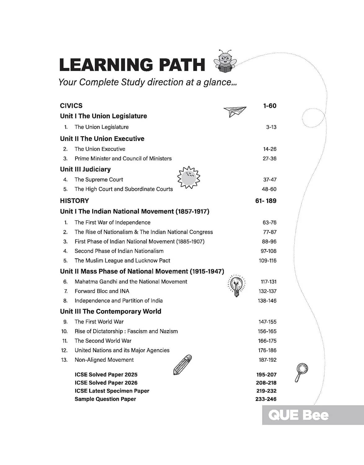 ICSE History & Civics Class 10 Exam | Quick Theory, Exam Pattern Questions & Sample Papers | As per Latest ICSE Syllabus | Que Bee 2nd Edition - Image 5