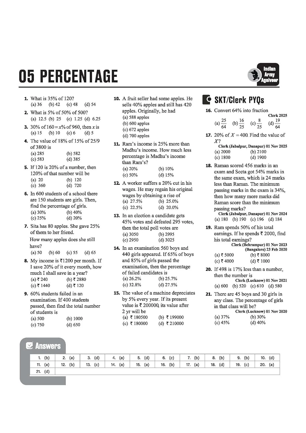 Indian Army Agniveer SKT/Clerk Recruitment Exam | Complete Syllabus Coverage, Chapterwise PYQs, Maths Formulas - Image 8