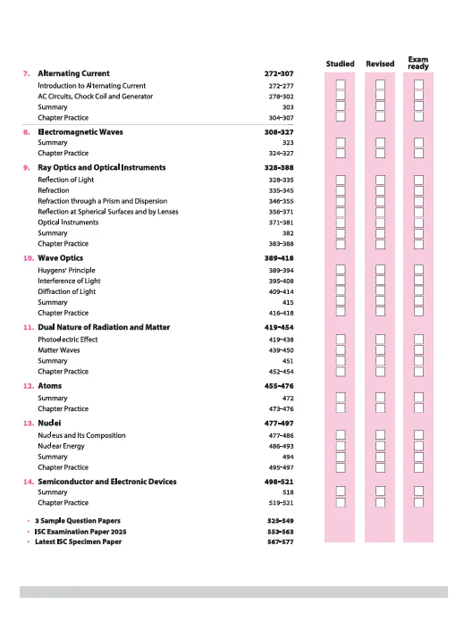 ISC All in One Physics Class 12 Exam 2026| With Topic & Chapter Exercises, Exam Pattern Questions, Specimen & Sample Papers with Board's Questions Upto 2025 - Image 3