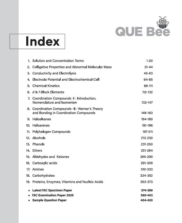 ISC QUE Bee Chemistry Class 12 Exam 2026 | Quick Theory, Exam Pattern Questions, 10 Year PYQ's & Sample Question Papers | Key Words Highlighted - Image 2