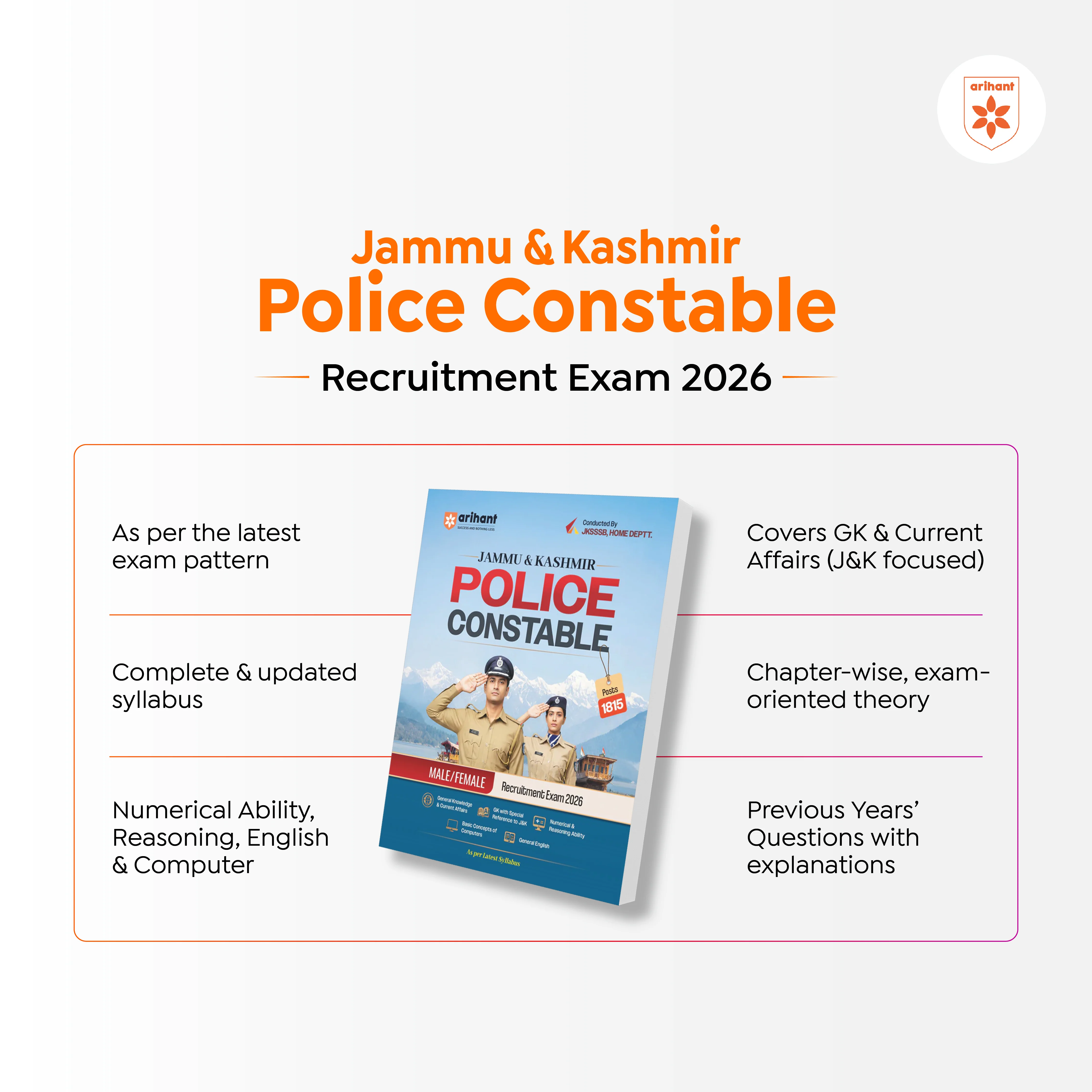 Jammu & Kashmir Police Constable (Male/Female ) Recruitment 2026 | Latest Syllabus Based | J&K GK, Current Affairs, Reasoning, English, Computer Concepts | Complete Coverage for Written Exam Preparation | Conducted by JKSSB - Image 2