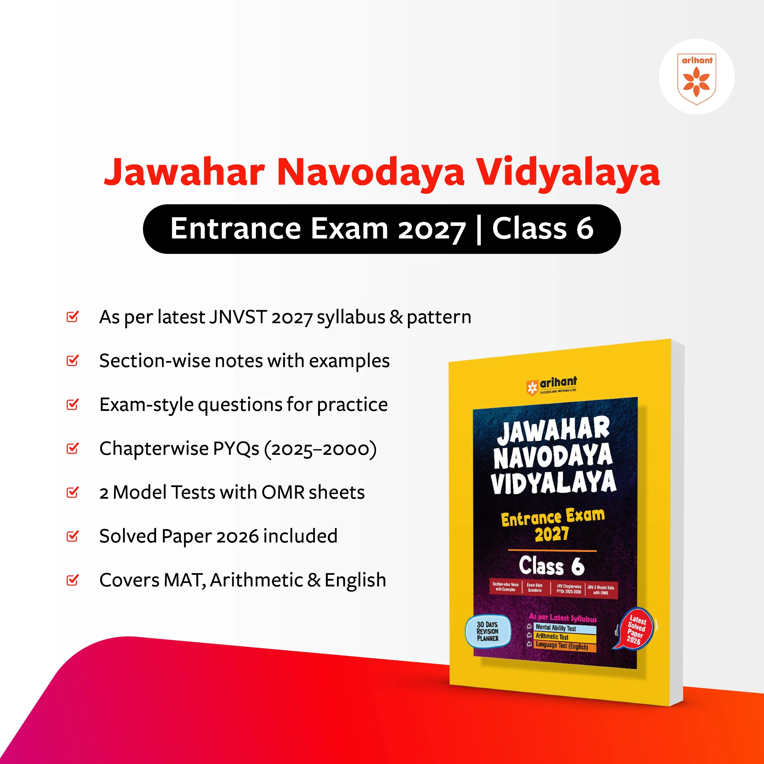 Jawahar Navodaya Vidyalaya Class 6 Entrance Exam 2027 | Study Guide As per Latest Syllabus | Includes Section-wise Notes, Exam-Style Questions, PYQs 2000–2025, Model Test Sets with OMR & Latest Solved Paper 2026 | English Medium - Image 2