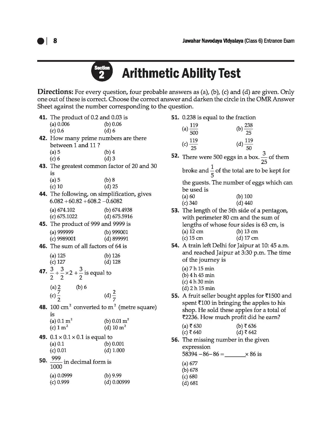 Jawahar Navodaya Vidyalaya Class 6 Entrance Exam 2027 | Solved Papers (2006–2026) 100% Solutions | Mental Ability, Arithmetic & English Language Test | Based on Latest JNVST Exam Pattern | English Medium - Image 5