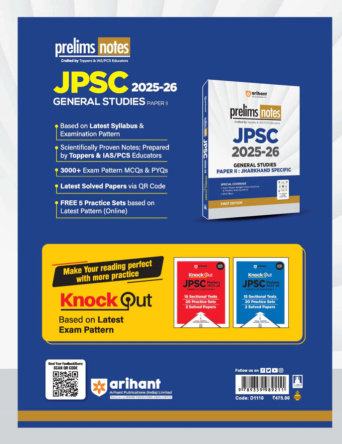 JPSC 2025–26 General Studies (Paper II) Jharkhand Speific Prelims Notes | Special Coverage of Exam Pattern MCQs, Previous Years’ Questions, Infographics, Diagrams & Mind Maps | First Edition - Image 2