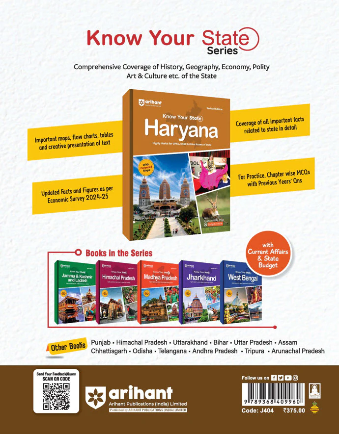Know Your State Haryana (General Knowledge) | With Coloured Map & Practice MCQs, PYQs & Budget  2025-26  | For HPSC, HSSC & Other Exams | Revised Edition - Image 2