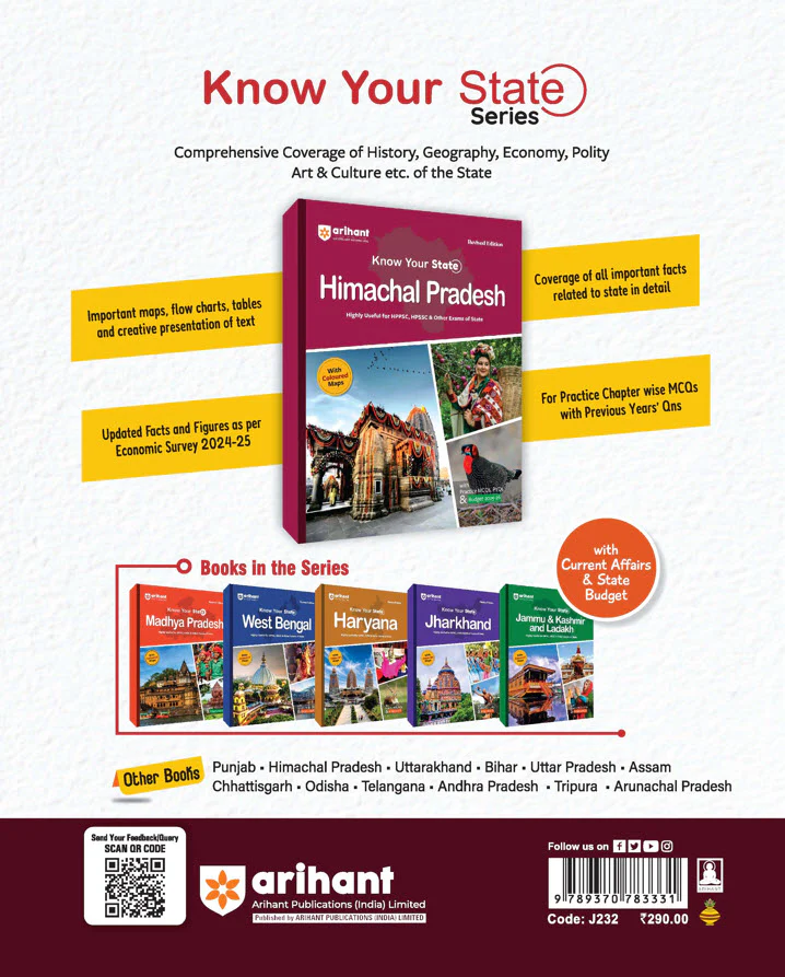 Know Your State Himanchal Pradesh (General Knowledge) | With Coloured Map, Practice MCQs, PYQs & Budget 2025-26 | Highly Useful for HPPSC, HPSSC, & other Competitive Exam | English Medium - Image 2