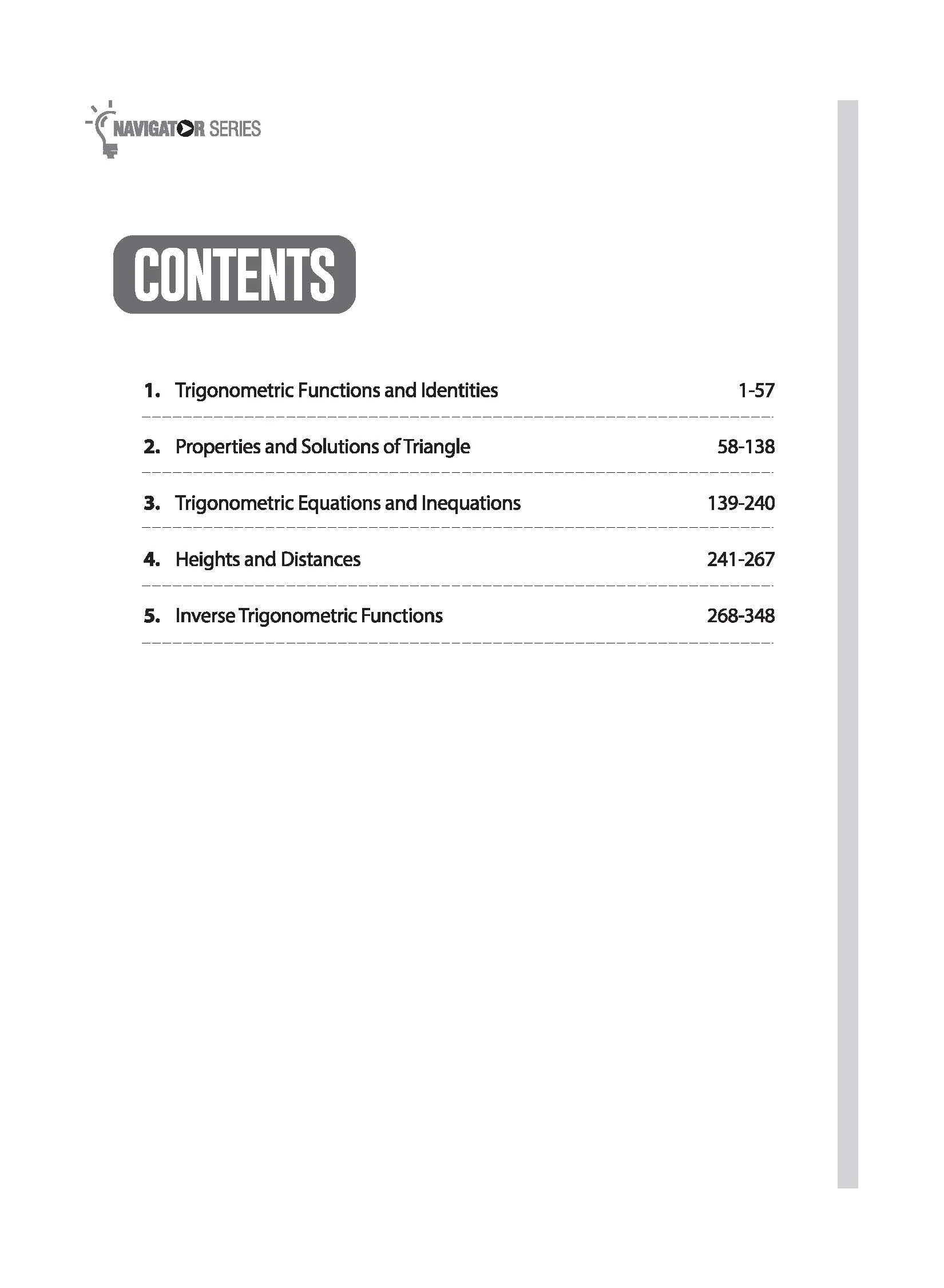 Navigator Series JEE Main & Advanced 2027 – Trigonometry | 1200+ Problems | Trigonometric Functions, Identities, Equations, Heights & Distances, Inverse Trigo | 3-Level Exercises with PYQs - Image 5