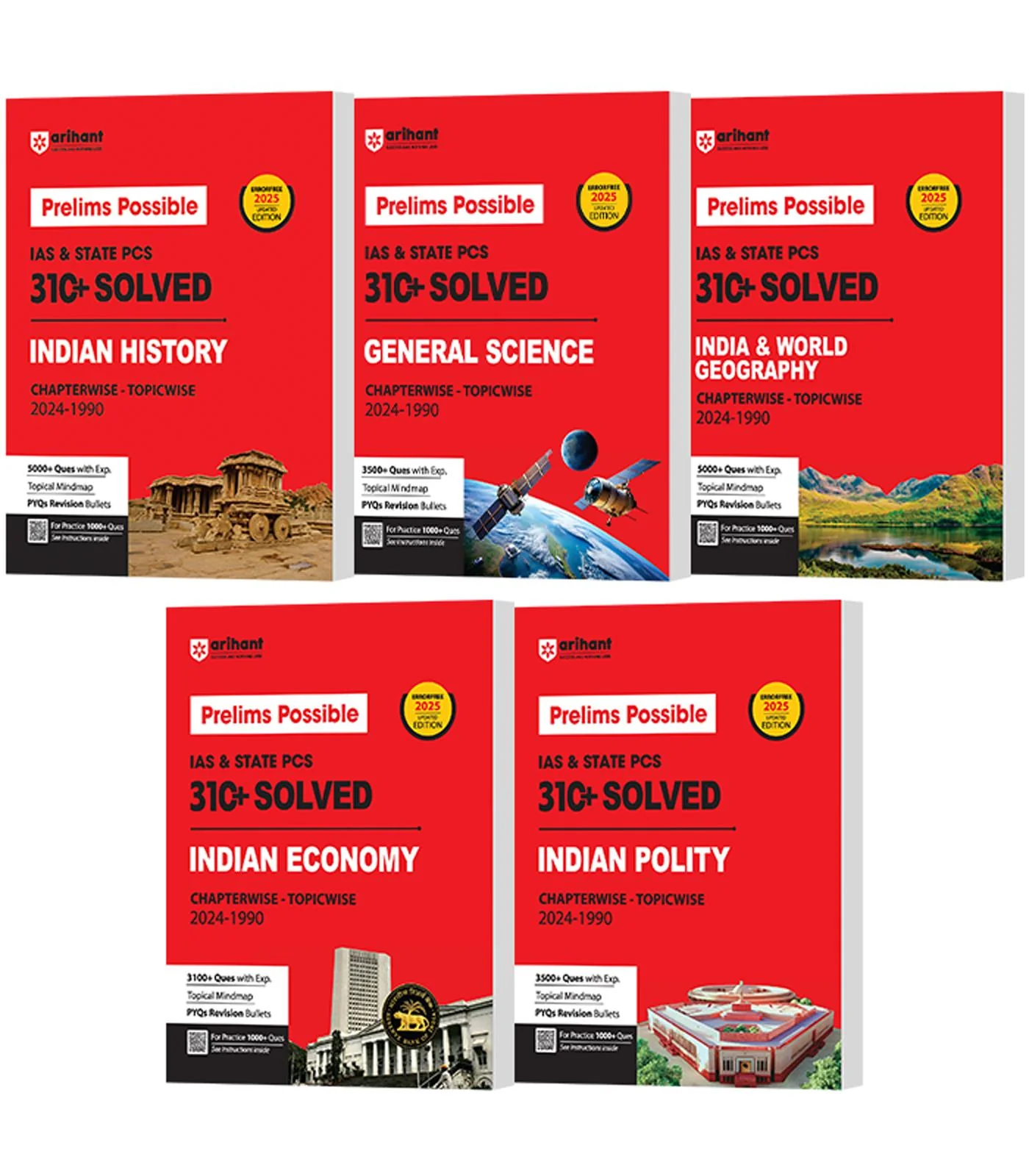 Prelims Possible for IAS and State PCS | Indian History, Indian Economy, India & World Geography, Indian Polity & General Science | Set of 5 books | English