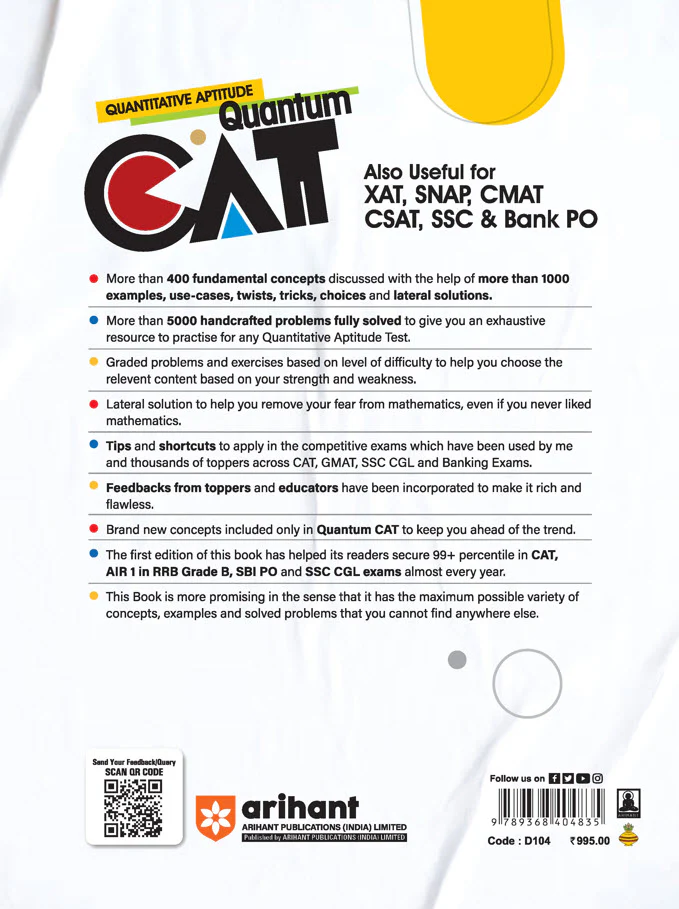 Quantum CAT (Quantitative Aptitude) for XAT, SNAP, CMAT, CSAT, SSC & Bank PO by Sarvesh K Verma | 5000 handcrafted problems fully solved, Tips & shortcuts - Image 2