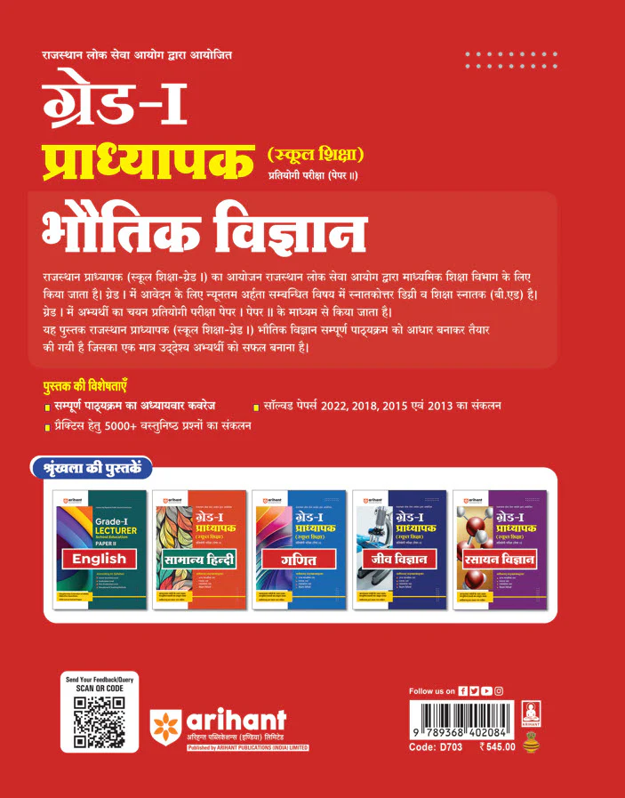 Rajasthan Grade-1 Lecturer School Education Physics (Paper-II) | Hindi Medium - Image 2