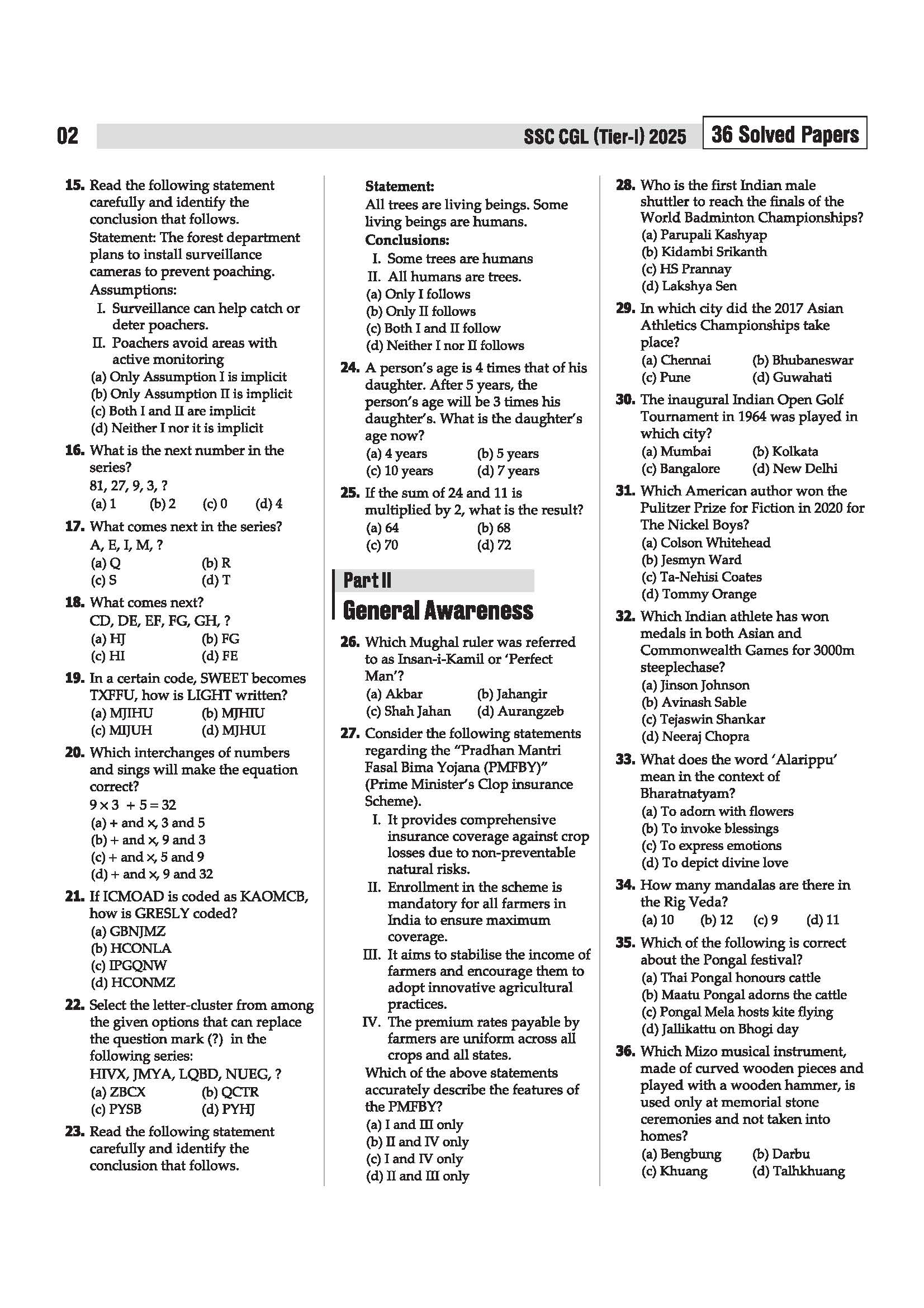 SSC CGL (Tier 1) Exam 2026 | 36 Solved Papers (Eduquity + TCS Based) | 3600+ Questions, Official Answer Key, Detailed Solutions with FREE Current Affairs PDF - Image 5