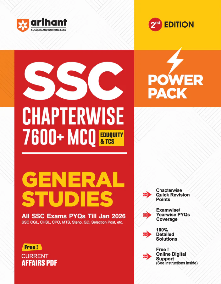 SSC General Studies Chapterwise 7600+ MCQs | For CGL, CHSL, CPO, MTS, GD & Steno Exams | Eduquity & TCS Questions Till 2026 | Quick Revision Points + 100% Detailed Solutions
