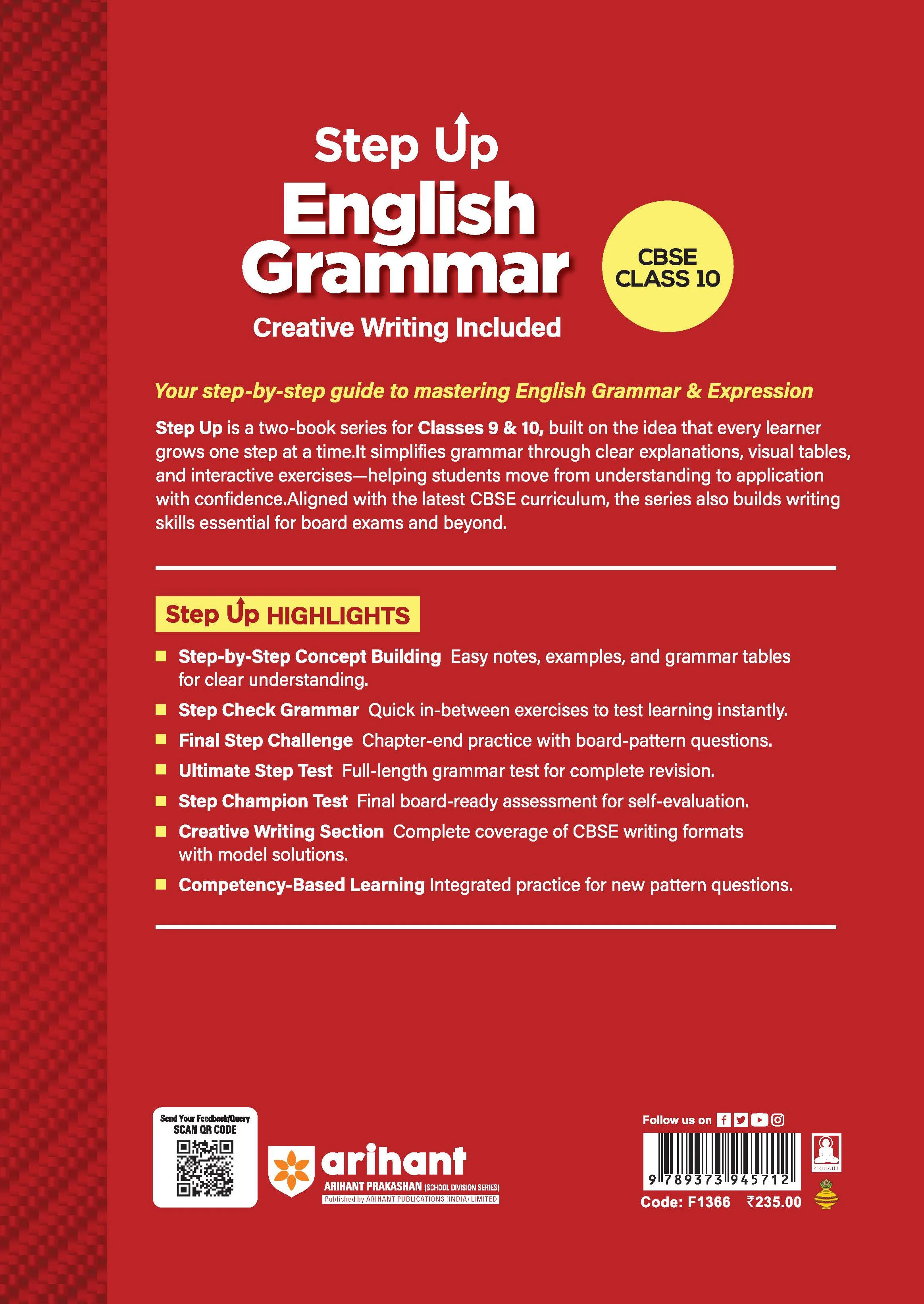 Step Up English Grammar for CBSE Class 10 | Based on NEP 2020 | Grammar & Creative Writing | Step Check for Practice, Exam Pattern, Previous Year Questions & Competency-Based Questions - Image 2